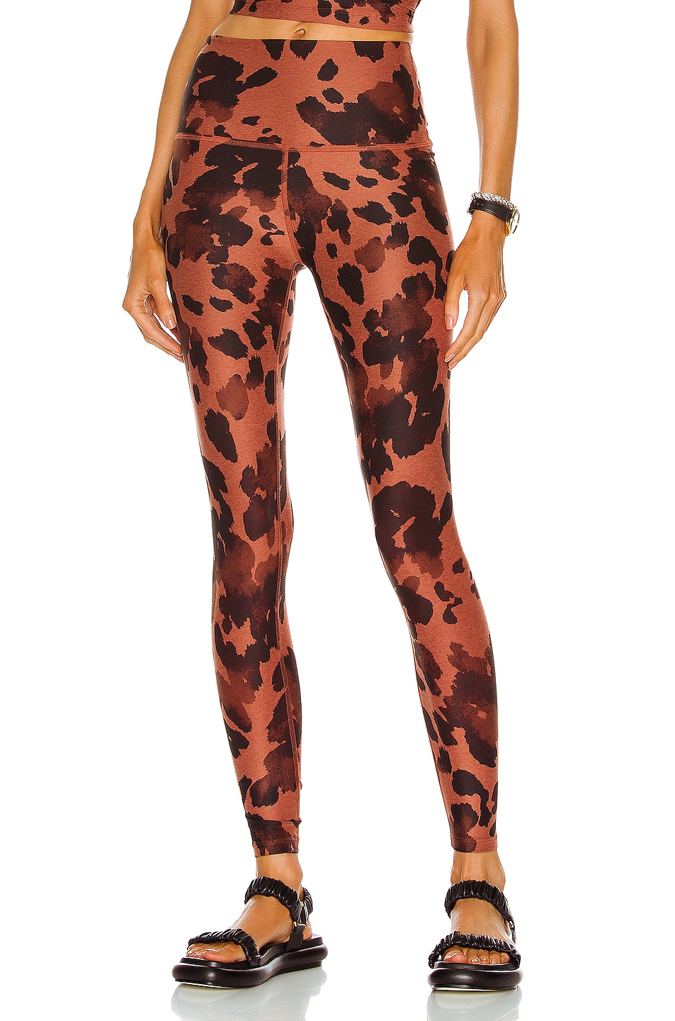 Image 1 of Beyond Yoga Spacedye Caught in the Midi Printed High Waisted Legging in Copper Cow