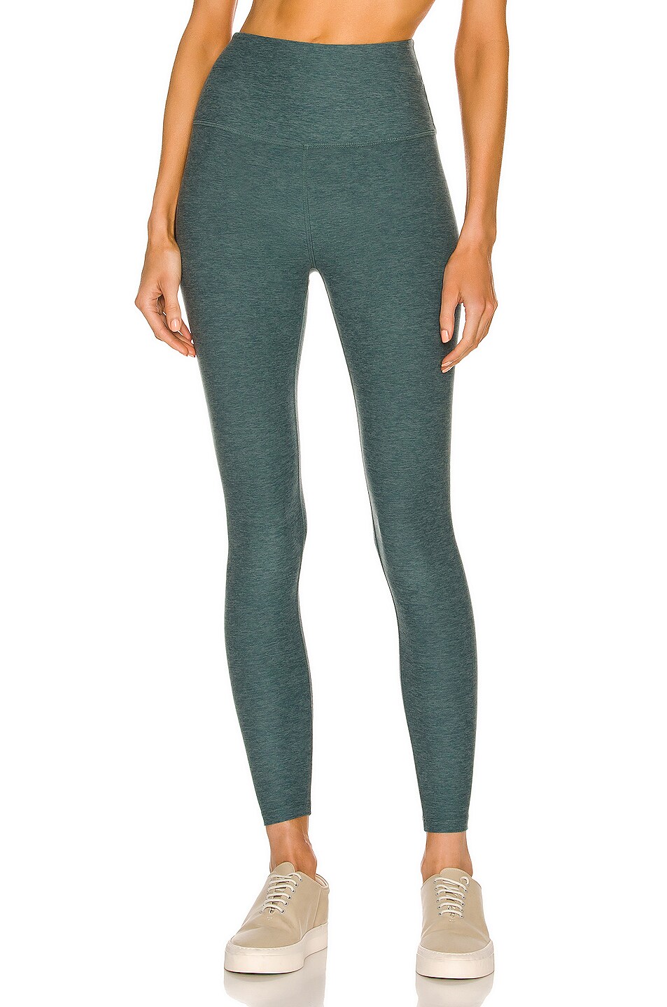 Image 1 of Beyond Yoga Spacedye Caught in the Midi High Waisted Legging in Rainforest Blue Heather
