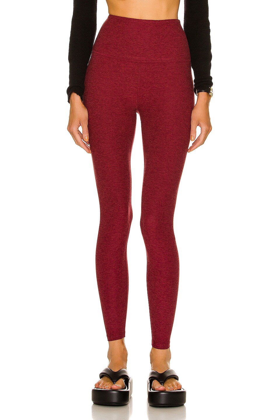 Image 1 of Beyond Yoga Spacedye Caught in the Midi High Waisted Legging in Port Wine Ruby