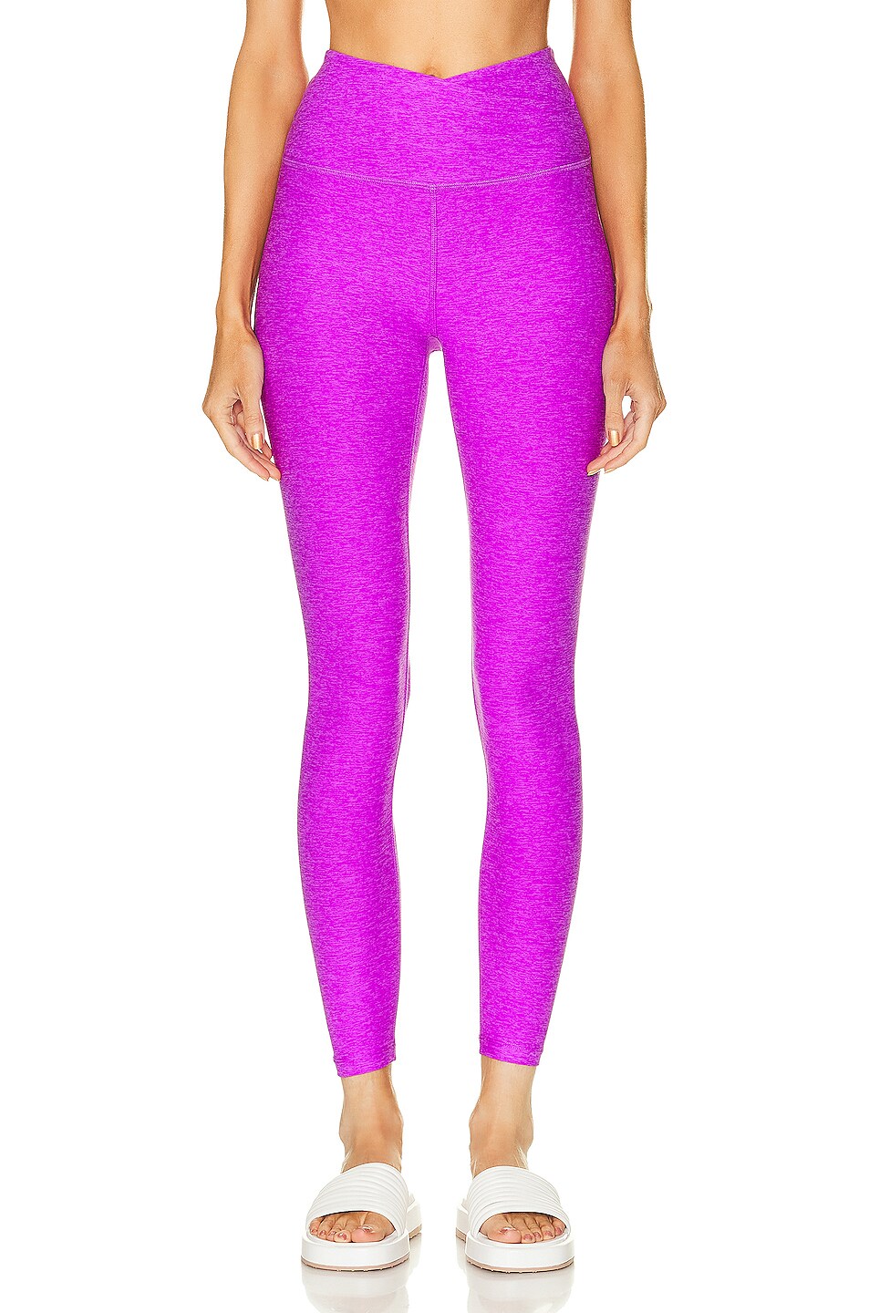 Image 1 of Beyond Yoga Spacedye At Your Leisure High Waisted Midi Legging in Vivid Plum Heather