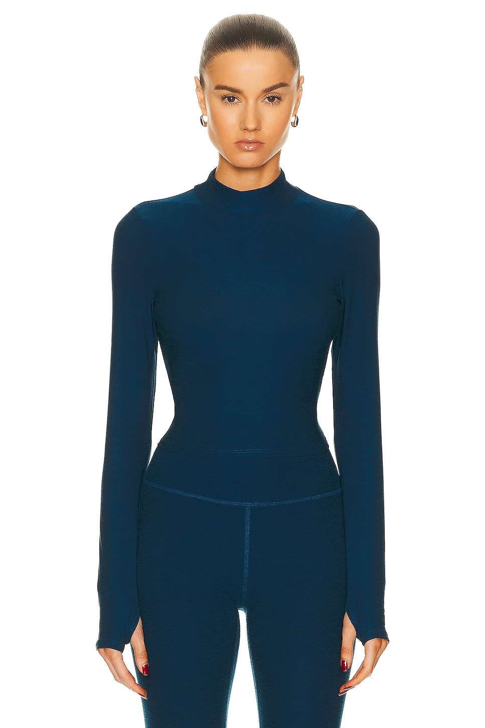 Image 1 of Beyond Yoga Featherweight Moving On Cropped Pullover Top in Blue Gem Heather
