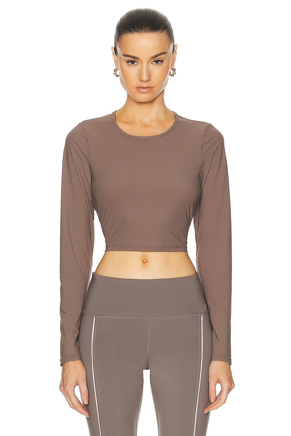 Beyond Yoga Power Beyond Lite Cardio Cropped Pullover Top in Taupe