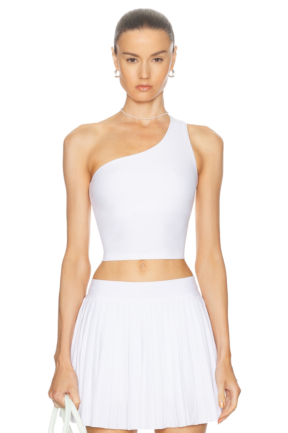 Spacedye The Bold Shoulder Cropped Tank Top in White