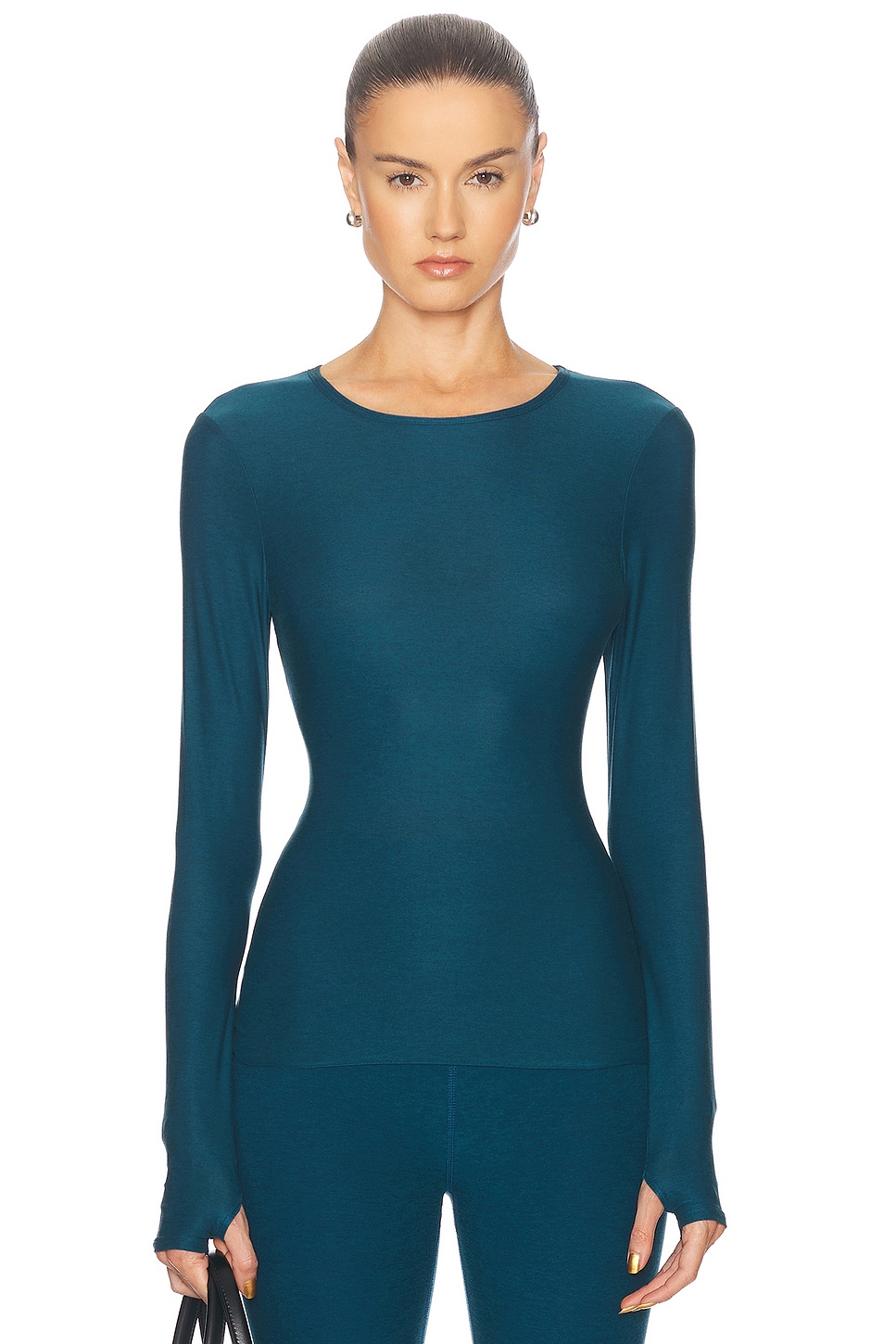 Image 1 of Beyond Yoga Featherweight Classic Crew Pullover Top in Majestic Blue Heather