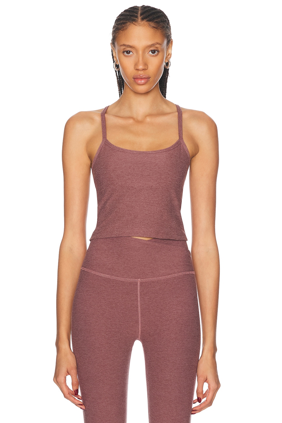 Image 1 of Beyond Yoga Spacedye Slim Racerback Cropped Tank Top in Rose Brush Heather