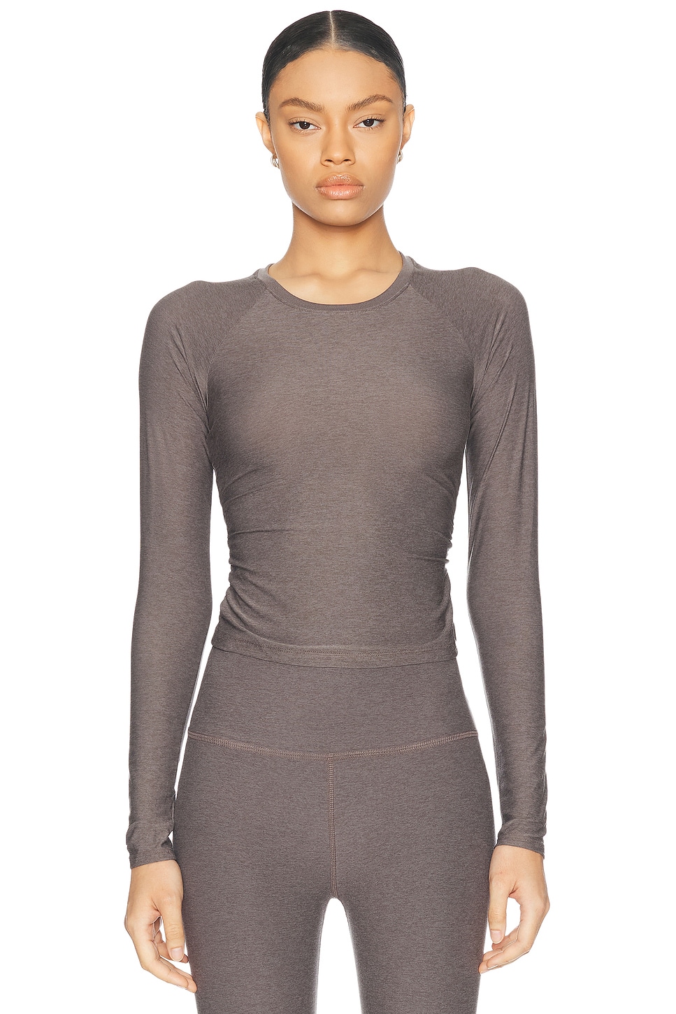 Image 1 of Beyond Yoga Featherweight Your Fit Long Sleeve Top in Soft Umber Heather