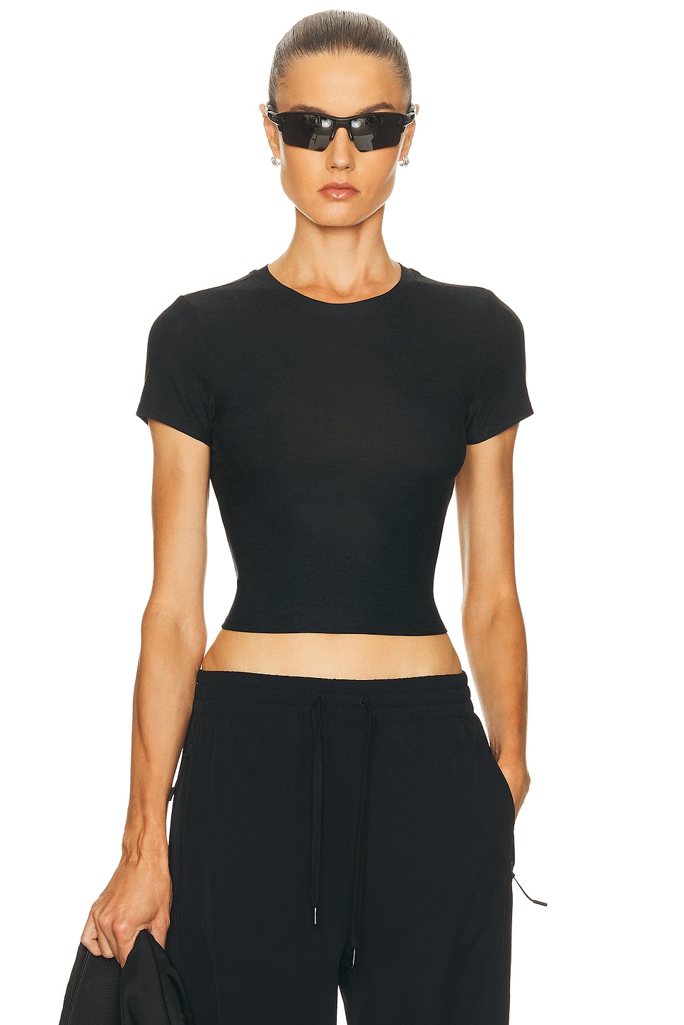 Image 1 of Beyond Yoga Featherweight Cropped Tee in Darkest Night