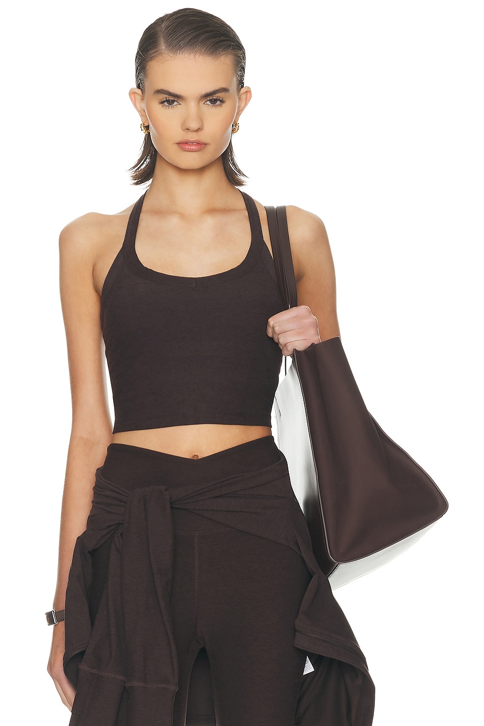 Image 1 of Beyond Yoga Spacedye On The Up Cropped Tank in Dark Chocolate Heather