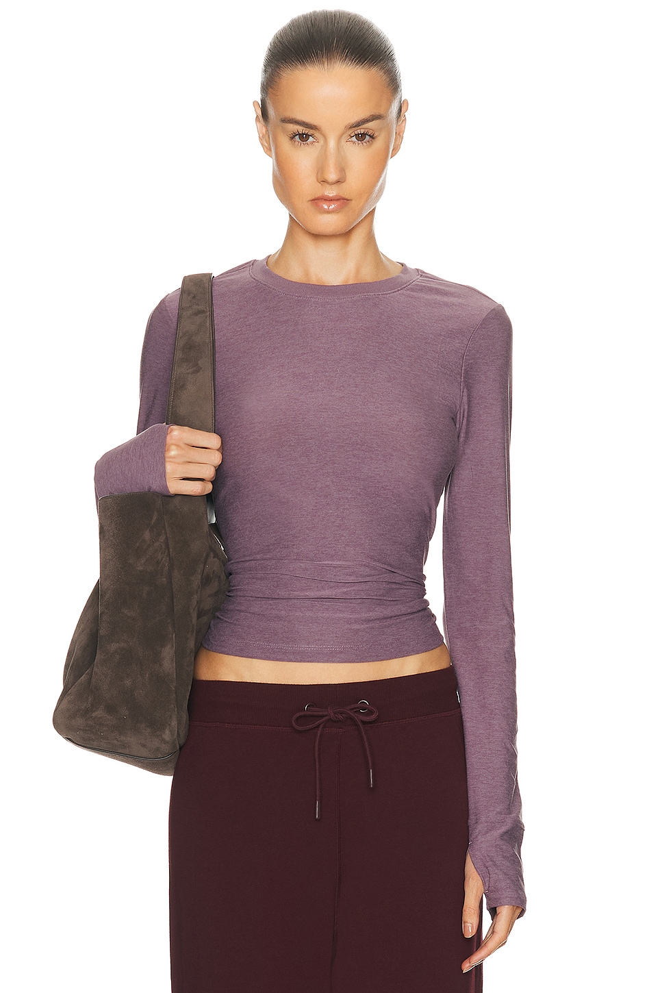 Image 1 of Beyond Yoga Featherweight Long Sleeve Top in Soft Violet Dusk Heather