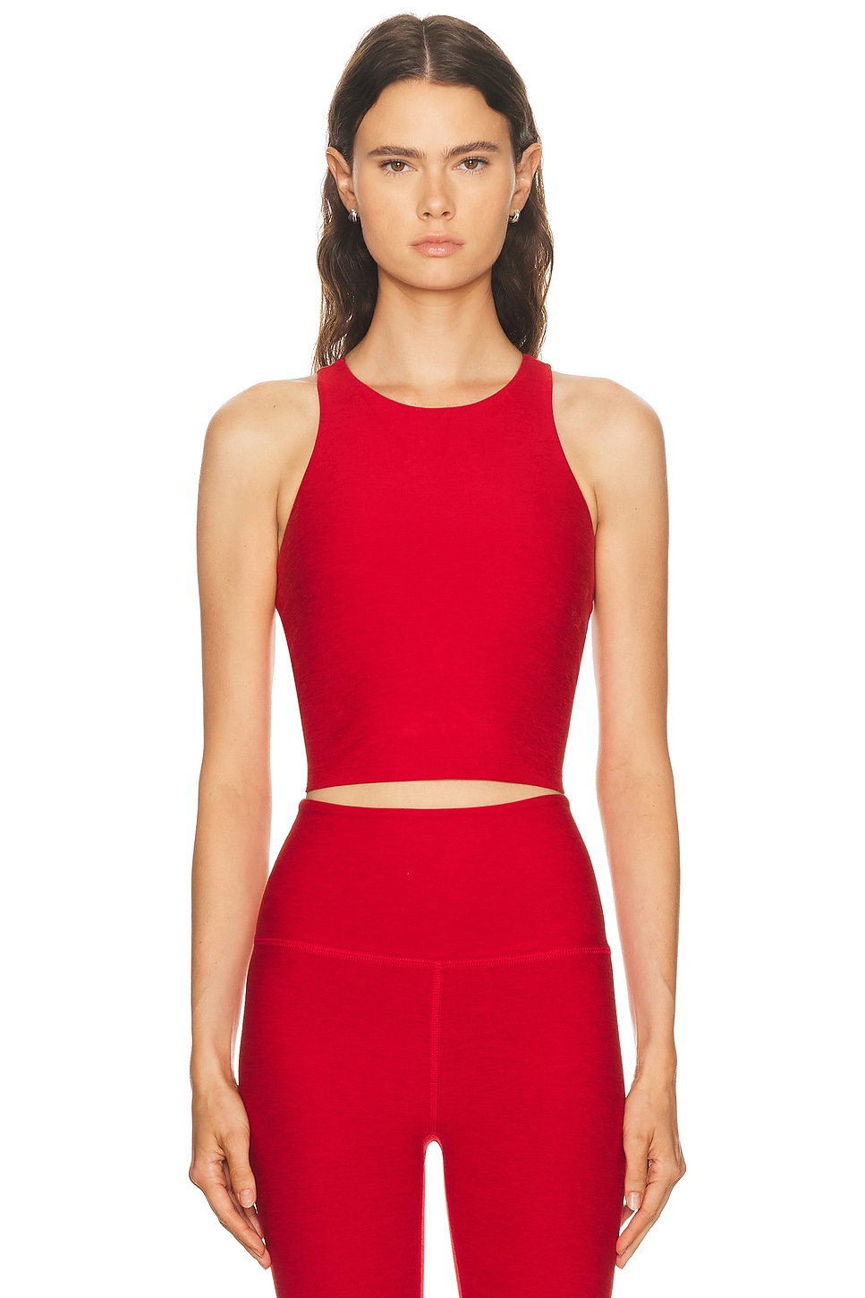 Image 1 of Beyond Yoga Spacedye High Neck Cropped Top in Holly Red