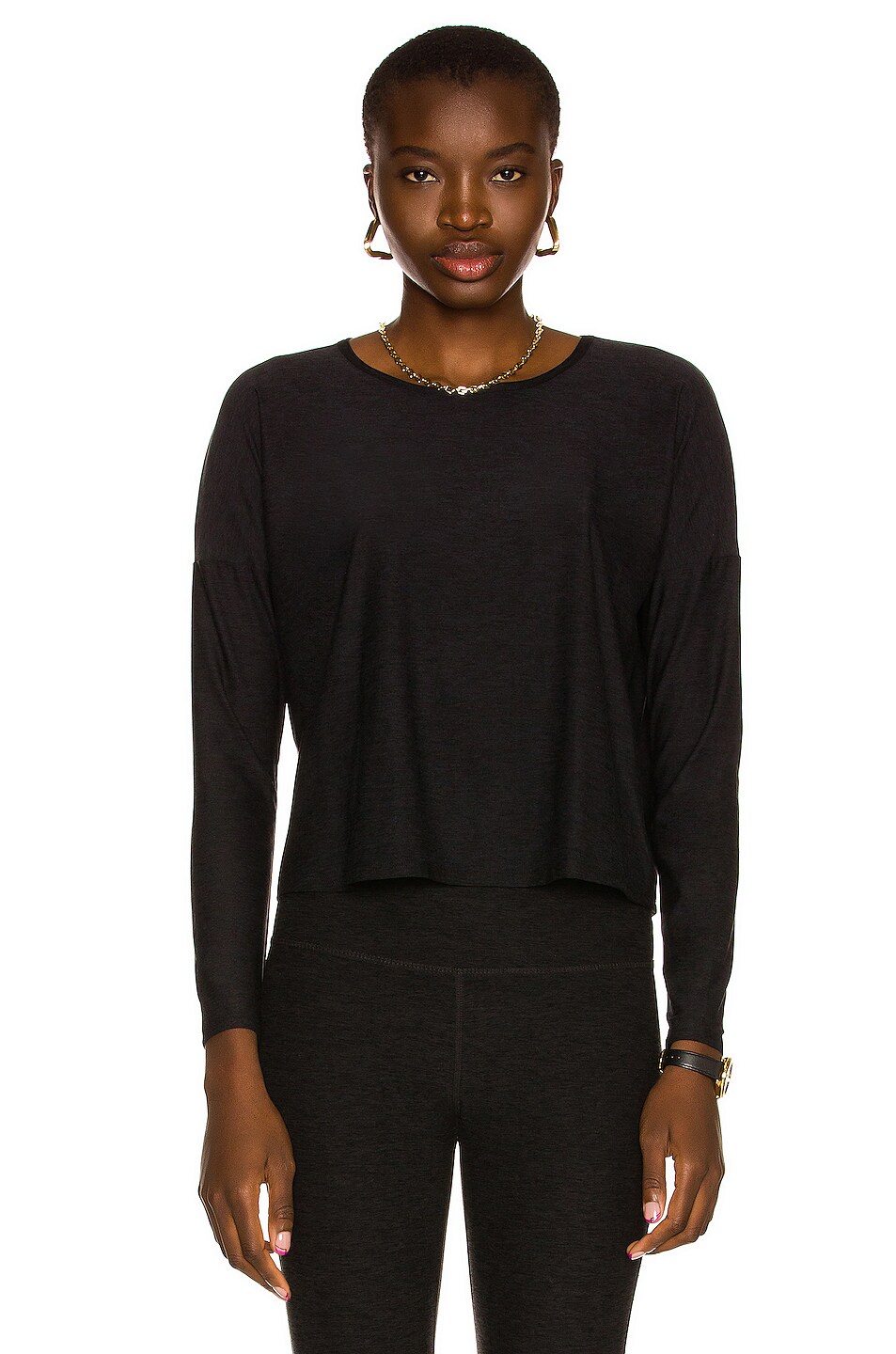 Image 1 of Beyond Yoga Featherweight Morning Light Pullover in Black