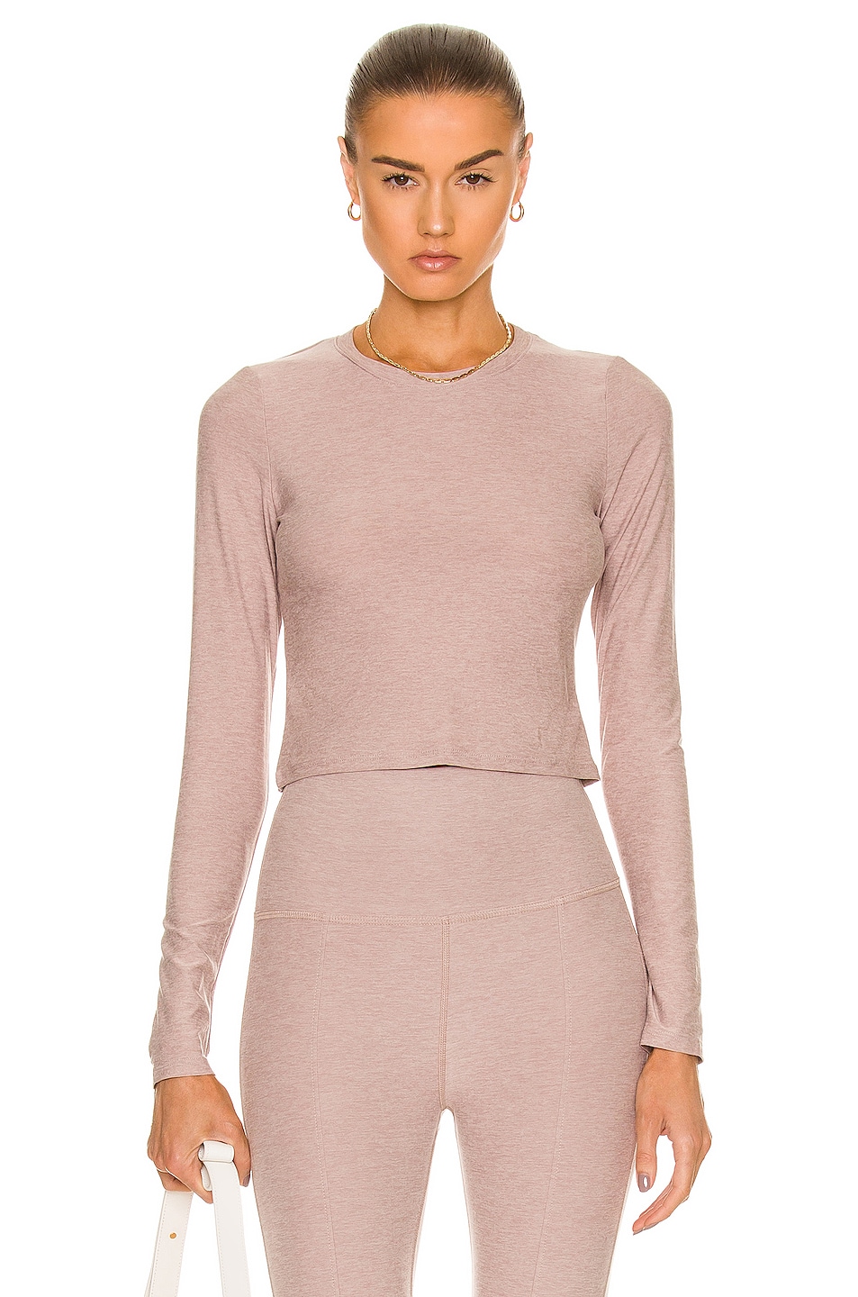 Image 1 of Beyond Yoga Featherweight Peekaboo Pullover in Chai