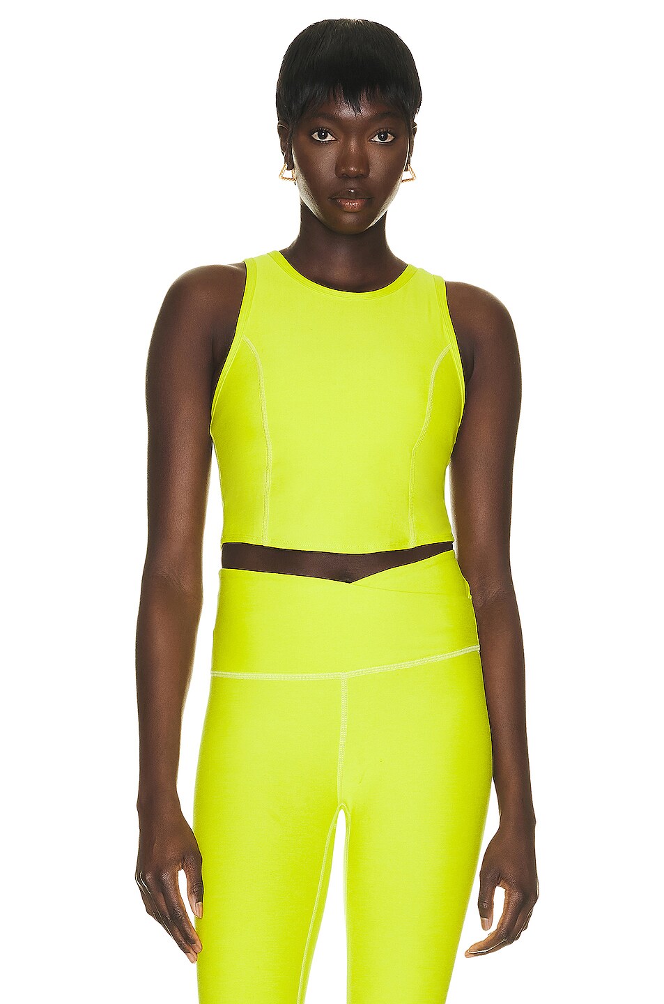 Image 1 of Beyond Yoga Spacedye Motivate Cropped Tank in True Chartreuse Heather