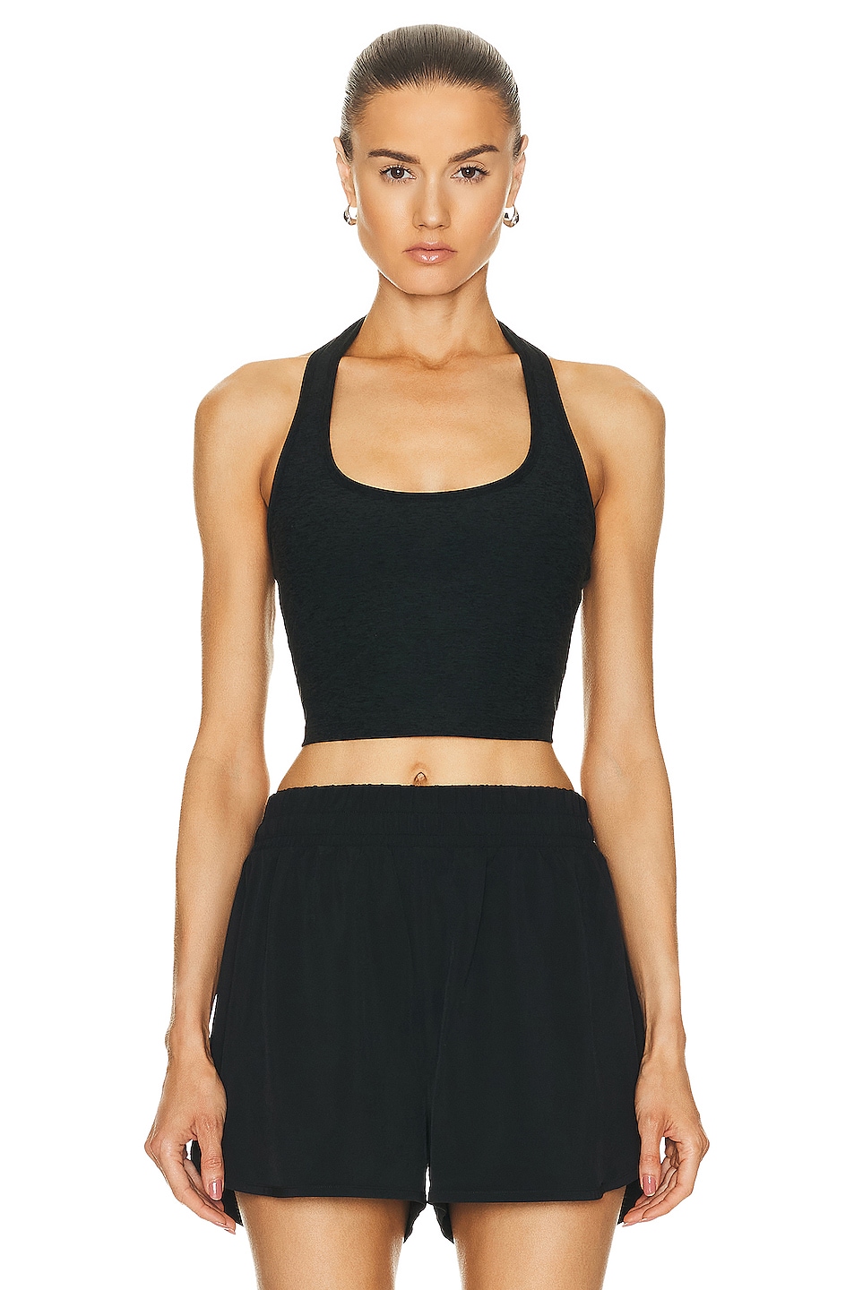 Image 1 of Beyond Yoga Spacedye Well Rounded Cropped Halter Tank Top in Darkest Night