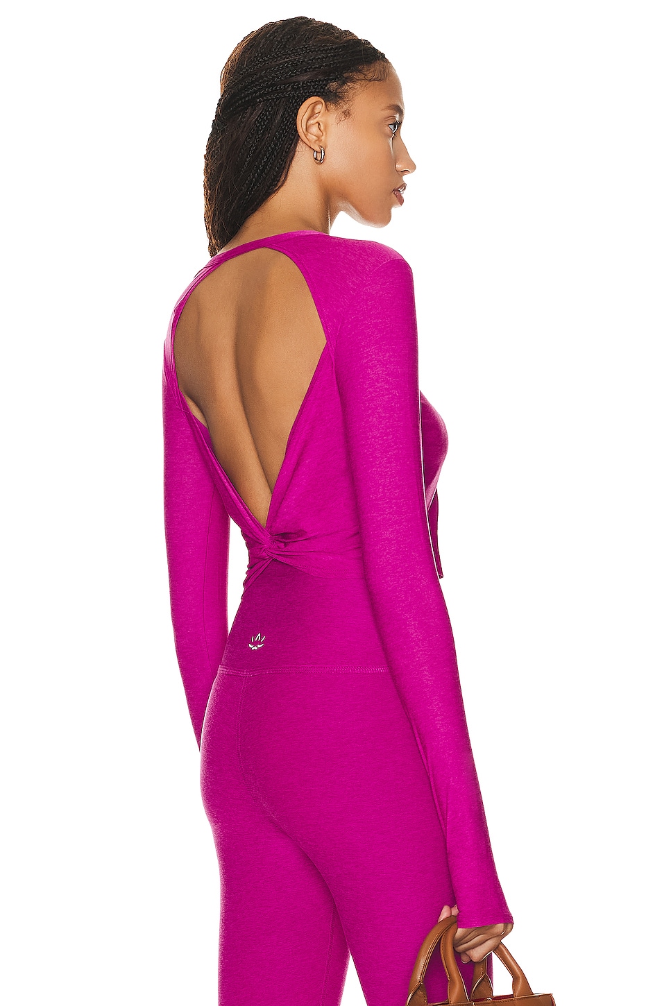 Image 1 of Beyond Yoga Featherweight Sunrise Cropped Pullover Top in Magenta Heather