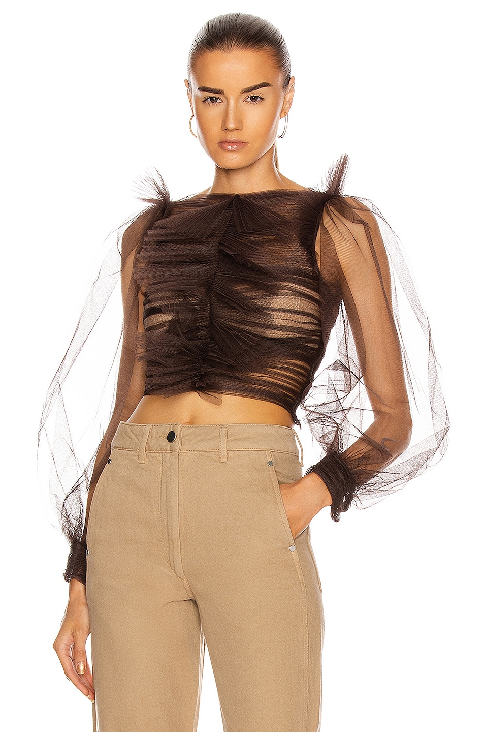Image 1 of BROGNANO Tulle Top in Army