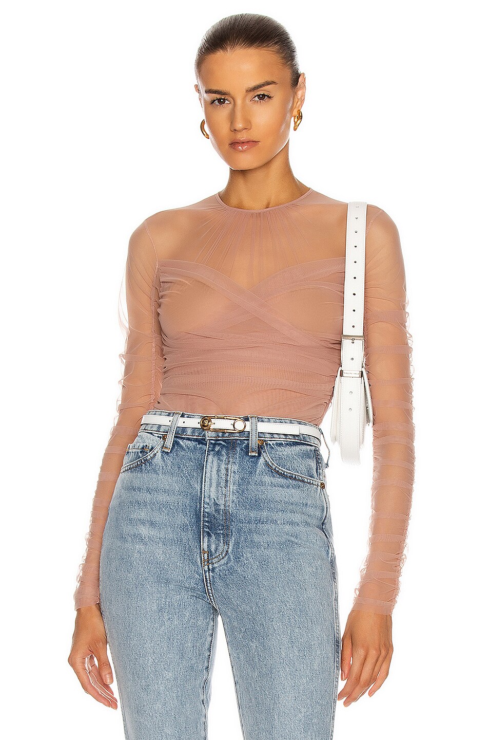 Image 1 of BROGNANO Ruched Tulle Top in Pink