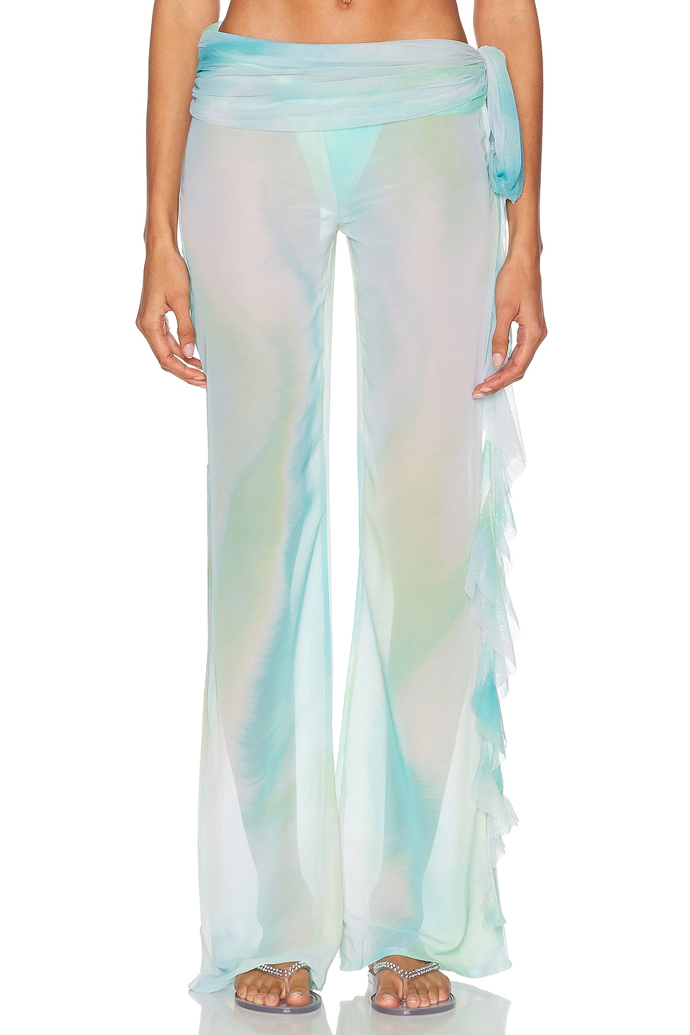 Bananhot Shawn Ruffled Sheer Flared Pants