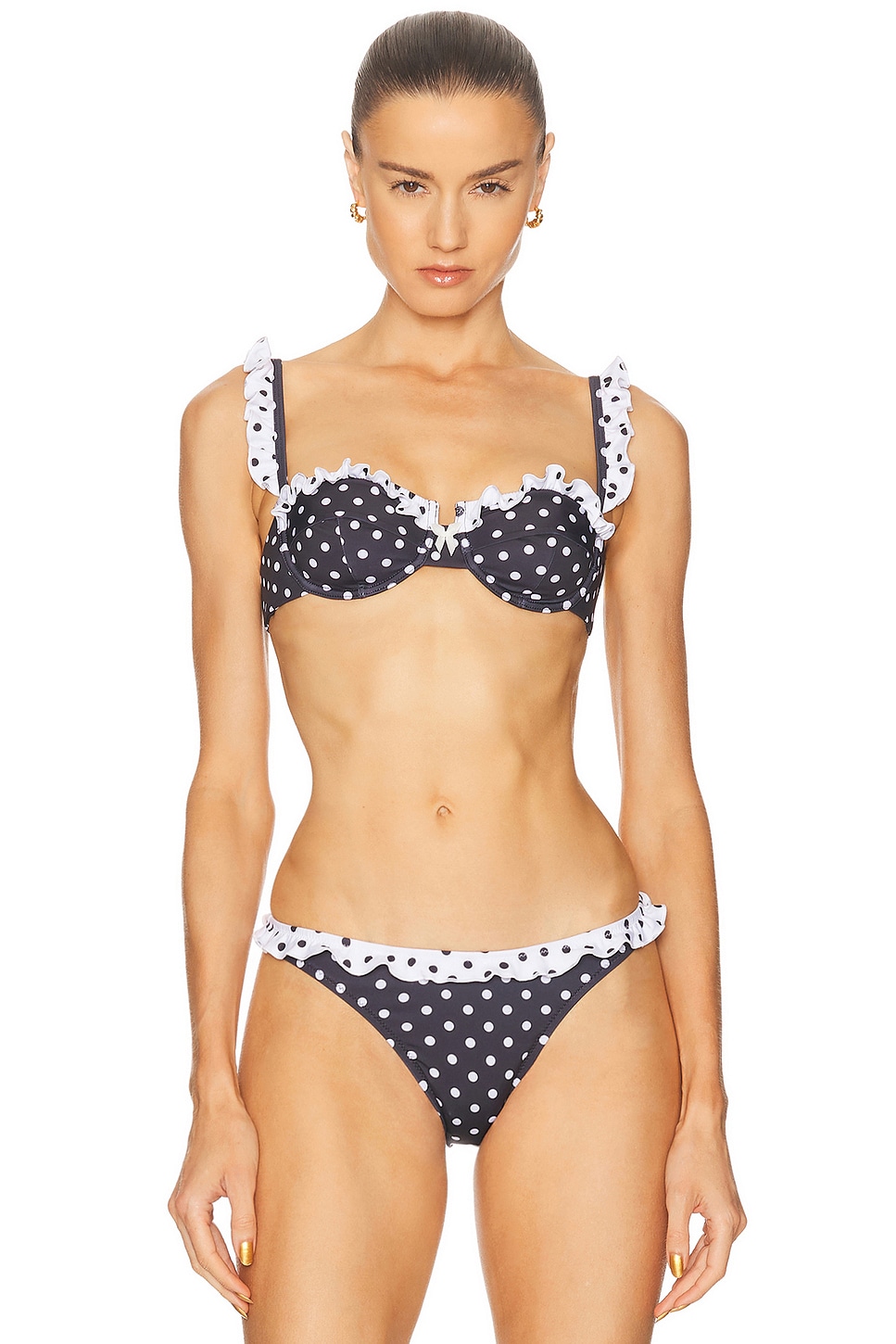 Image 1 of Bananhot Angela Bikini Top in Black Polka