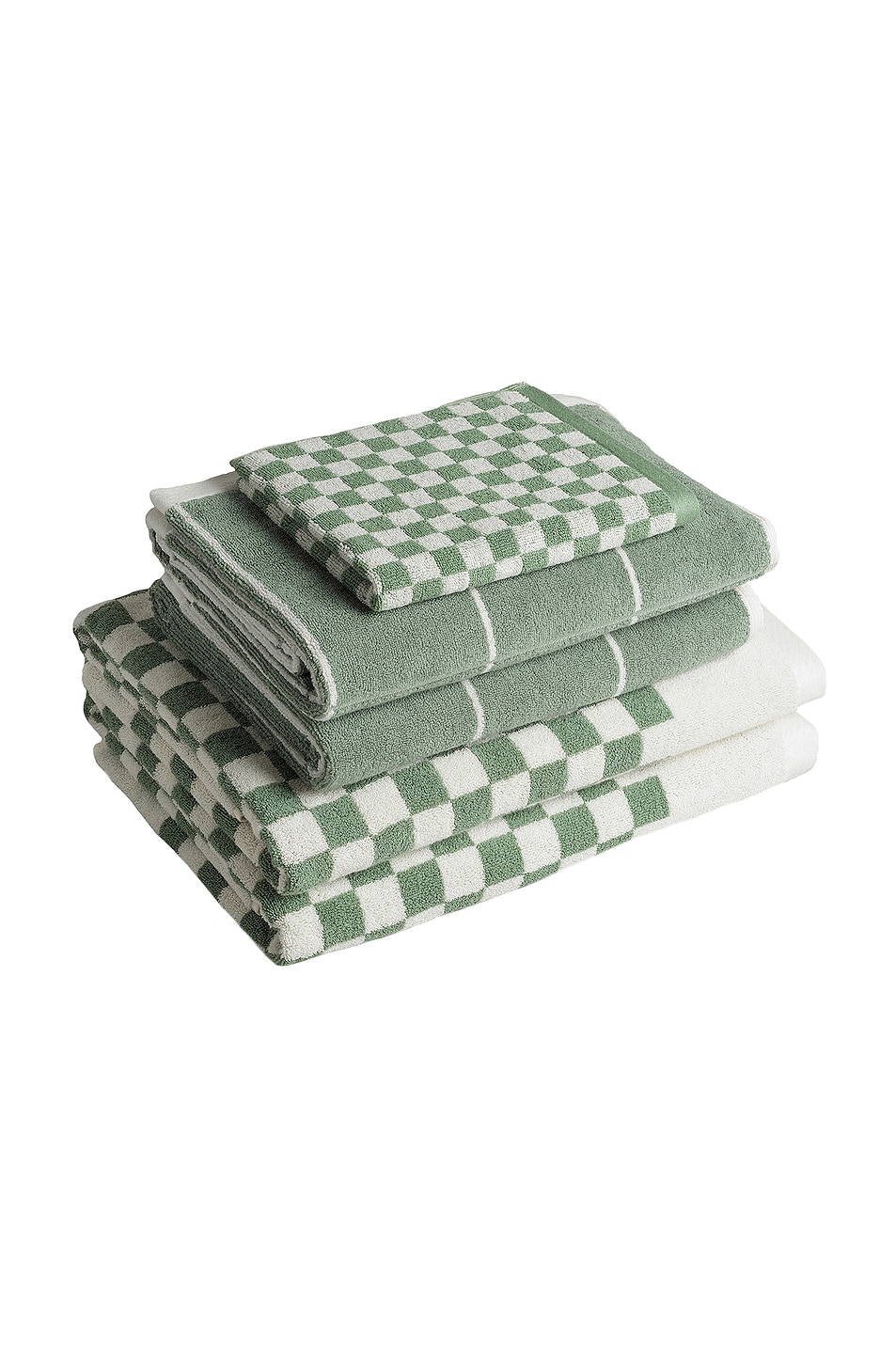 Image 1 of BAINA Organic Cotton Towel Set 08 in Sage & Chalk