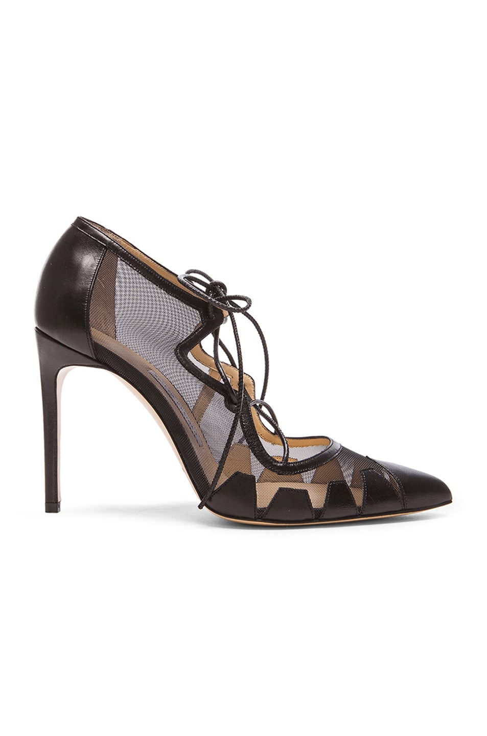 Image 1 of Bionda Castana Dekota Mesh & Leather Heels in Black