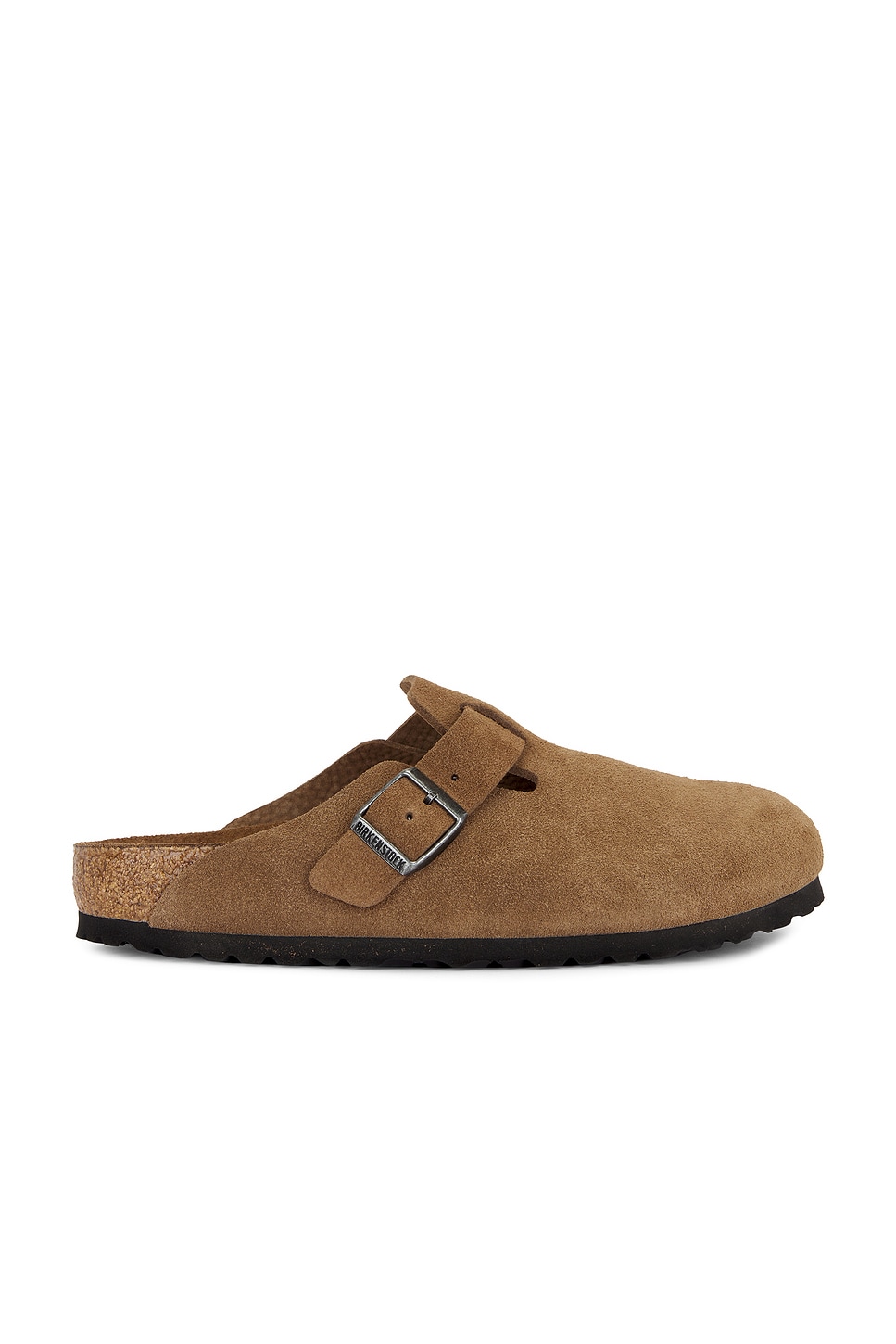 Birkenstock Boston Buckle Suede Mules In Brown