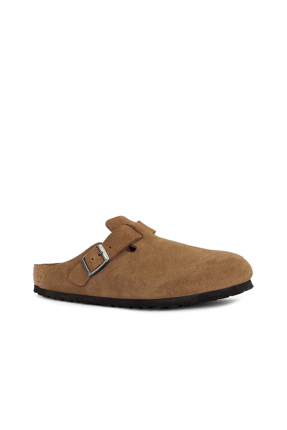 Birkenstock Boston Buckle Suede Mules In Brown