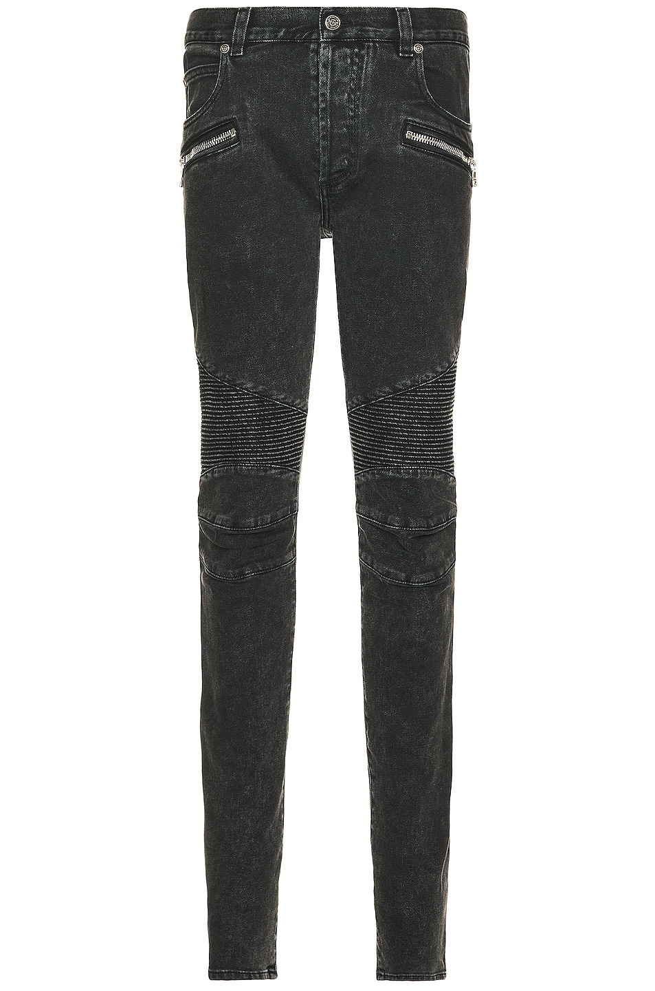 Image 1 of BALMAIN Ribbed Slim Jeans Vintage Used in Noir Delave