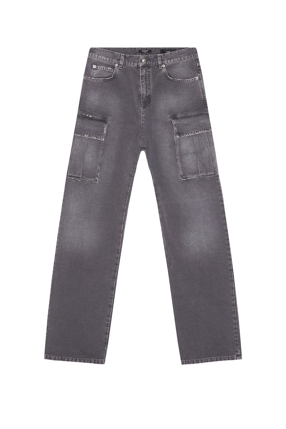 Loose Cargo Denim Jeans in Grey