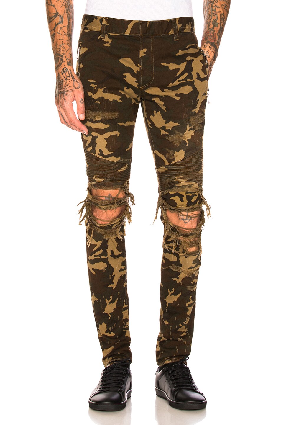 Image 1 of BALMAIN Camouflage Destroyed Jeans in Khaki