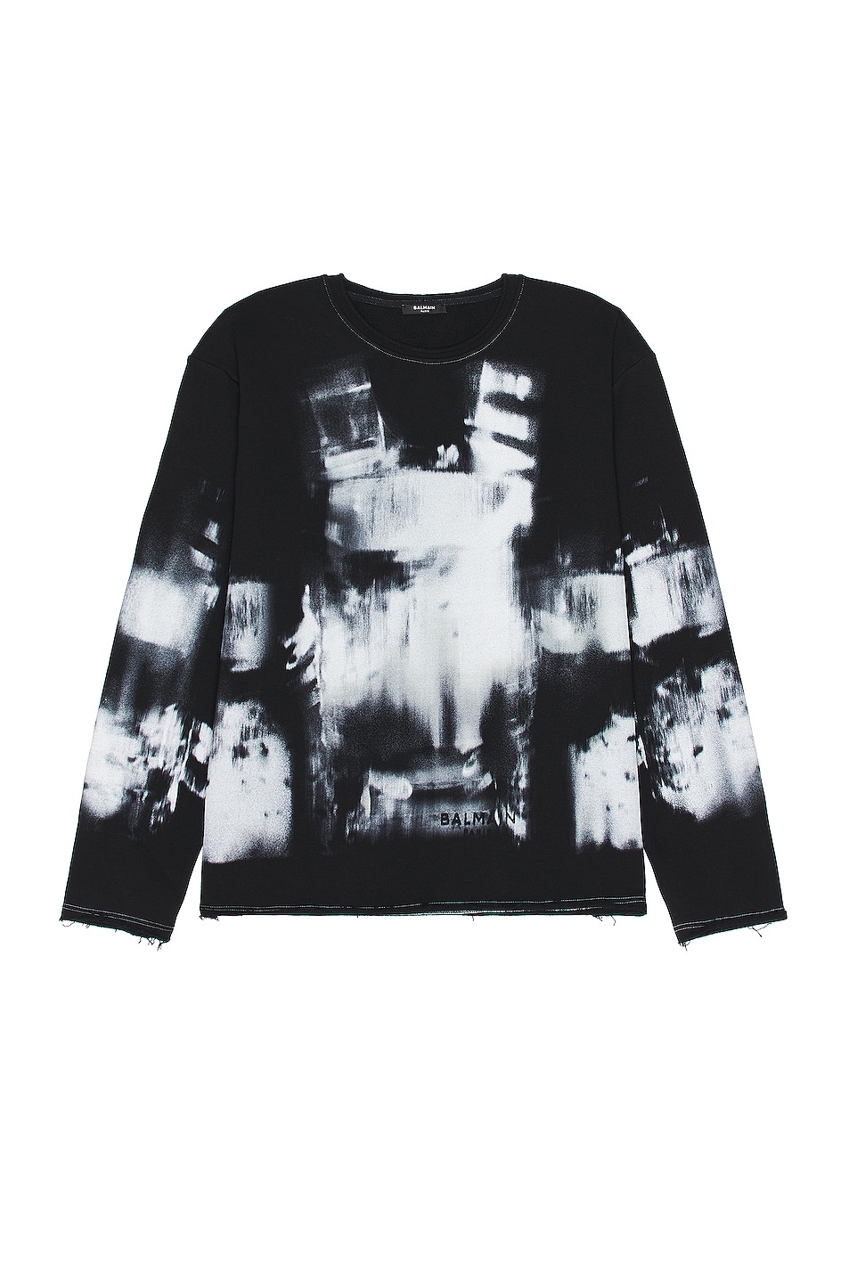 Image 1 of BALMAIN X-Ray Print Edge Sweatshirt in Noir & Gris Clair