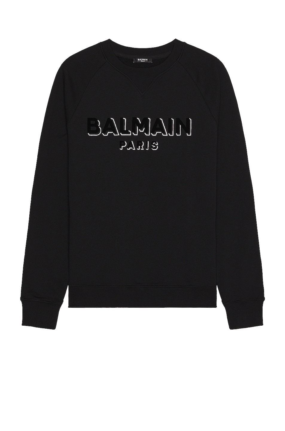 Image 1 of BALMAIN Balmain Flock & Foil Sweater in Noir, Noir, & Argent
