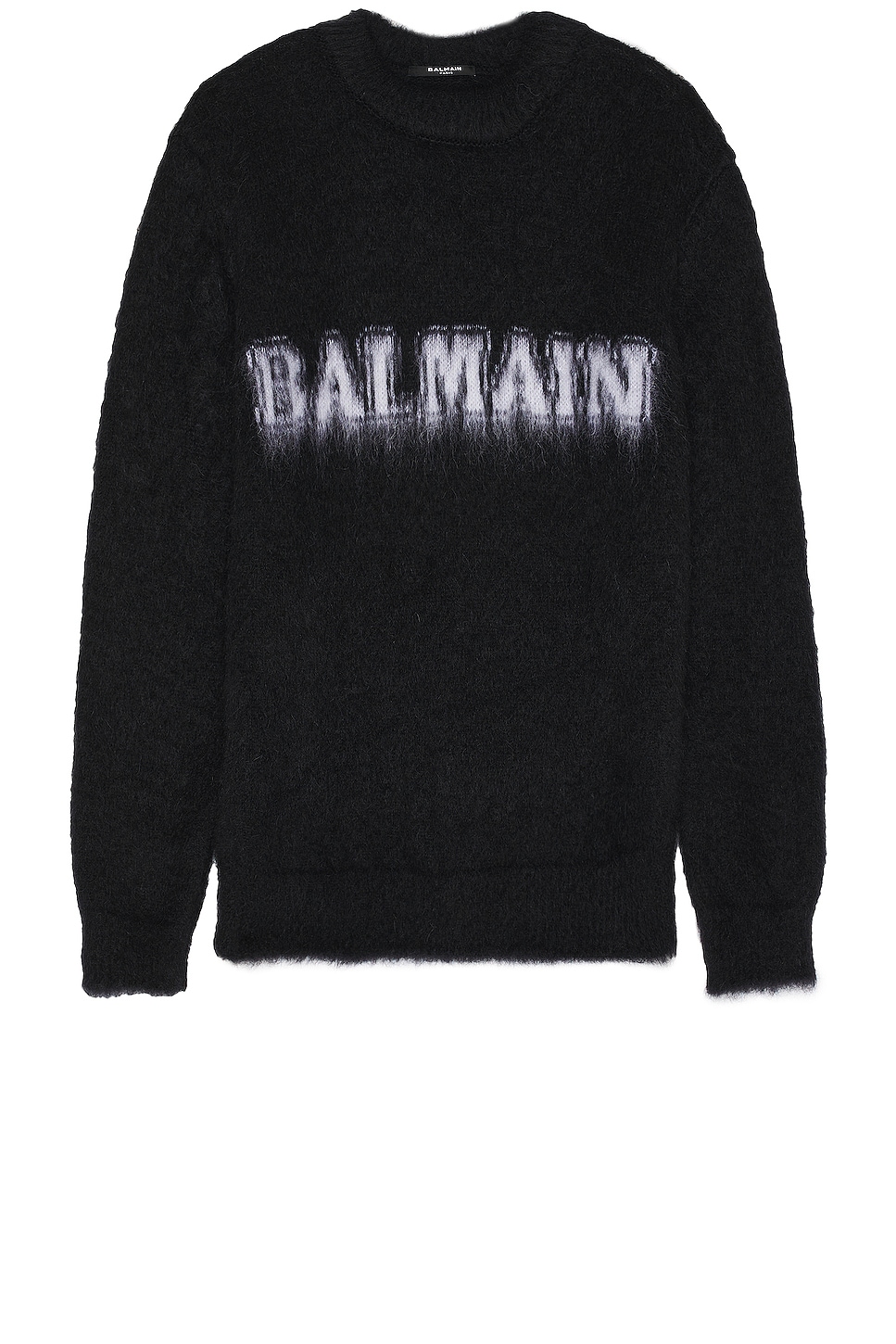 Image 1 of BALMAIN Retro Brushed Mohair Sweater in Noir & Blanc