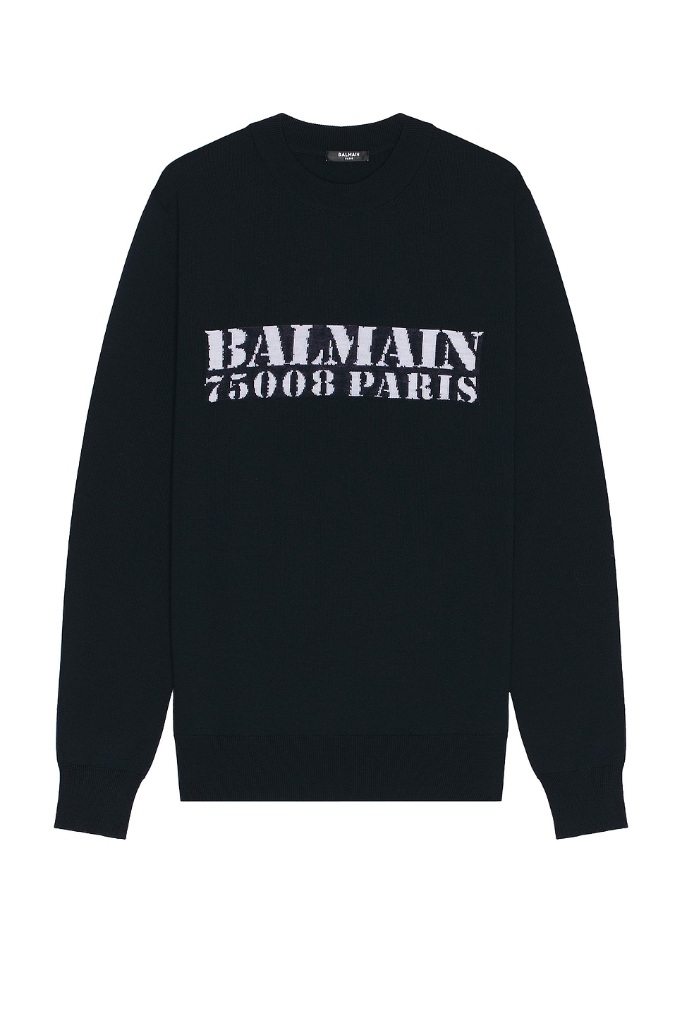 Image 1 of BALMAIN Big Stamp Sweater in Blue Marine & Blanc