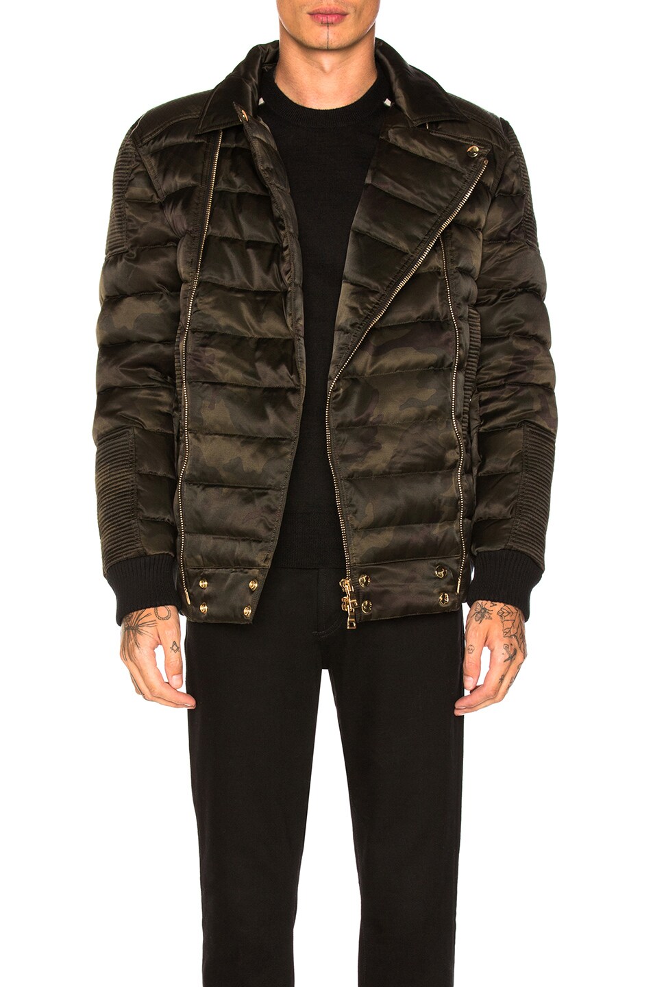 Image 1 of BALMAIN Double Zip Quilted Down Jacket in Camouflage