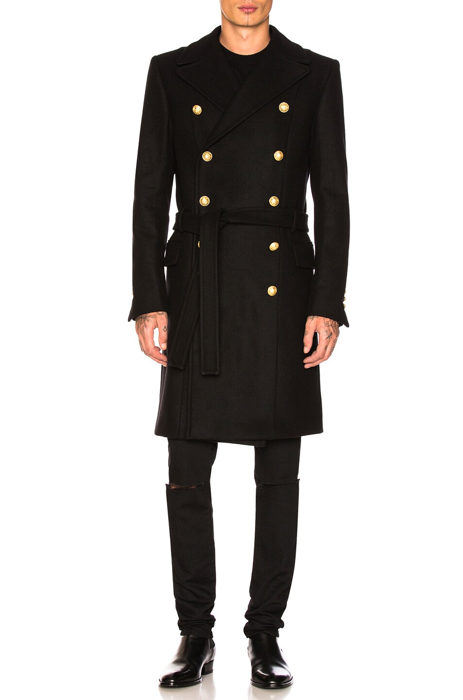 Image 1 of BALMAIN Belted Trench Coat in Black