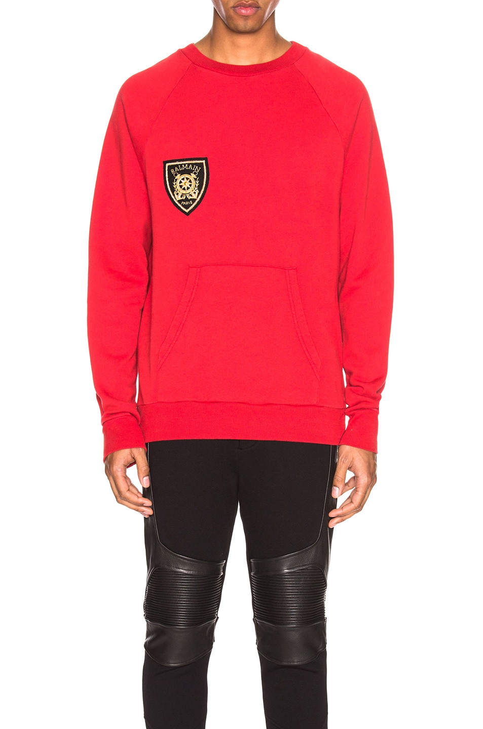 Image 1 of BALMAIN Raglan Sweatshirt with Zips in Red