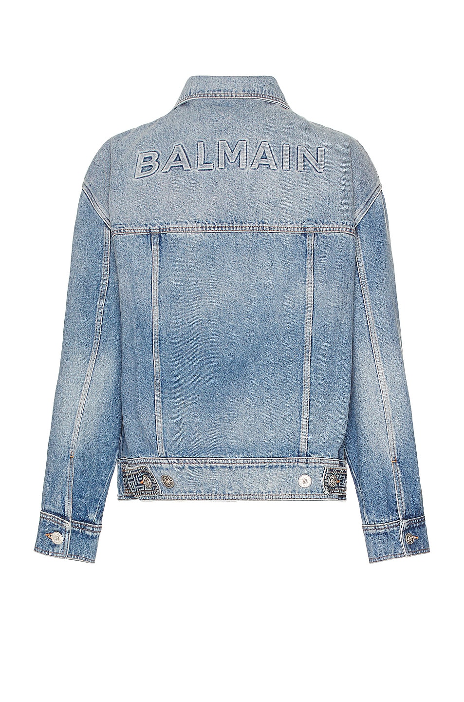 Image 1 of BALMAIN Monogram Denim Jacket in Bleu Jean