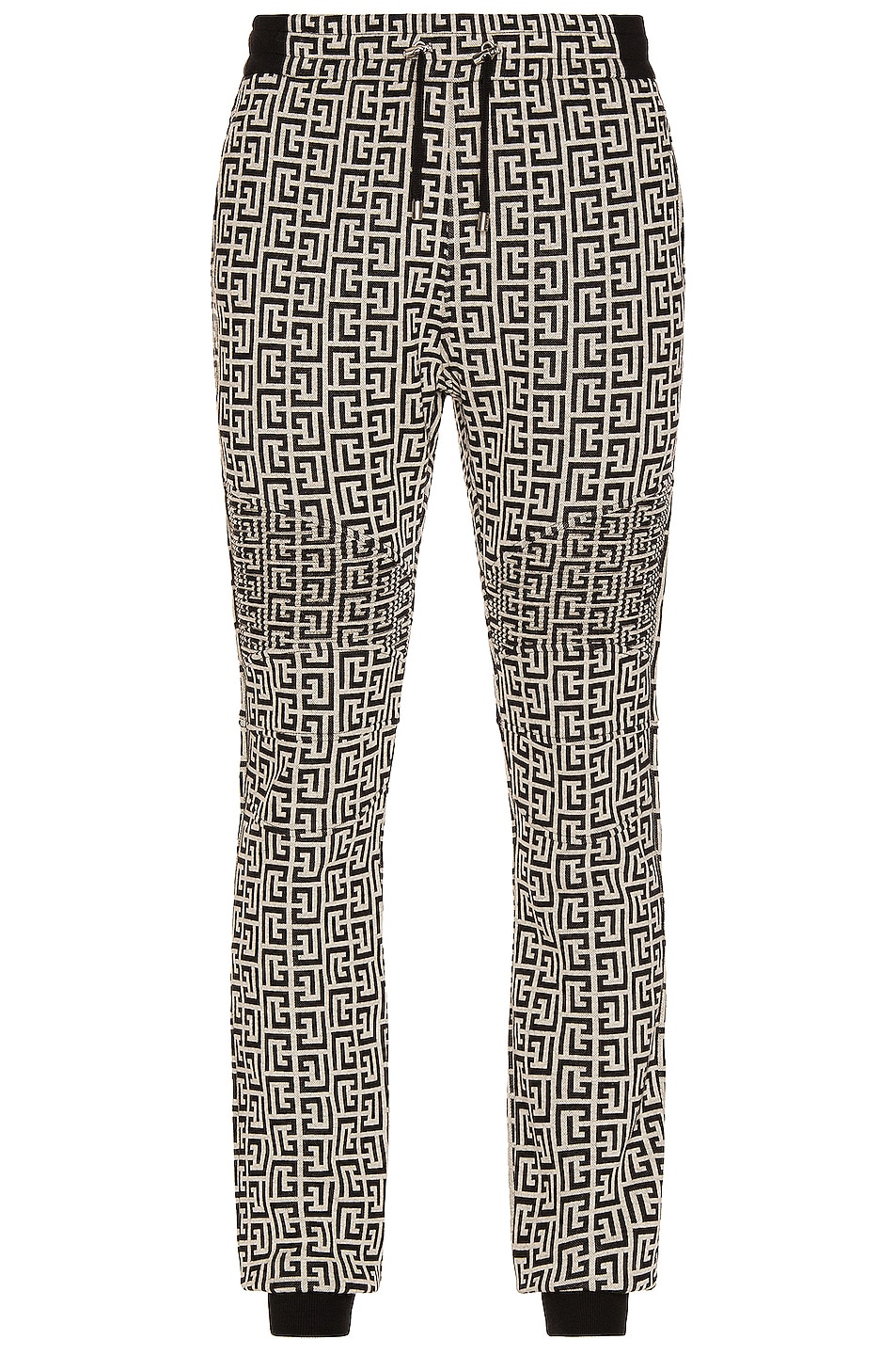 Image 1 of BALMAIN Ribbed Double Jersey Monogram Sweatpants in Grey