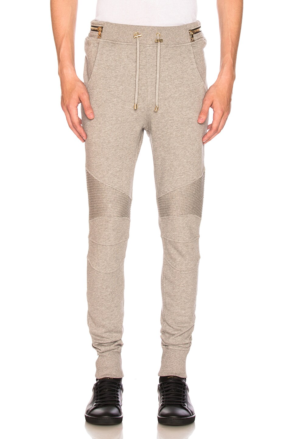 Image 1 of BALMAIN Biker Zip Waist Sweatpants in Grey