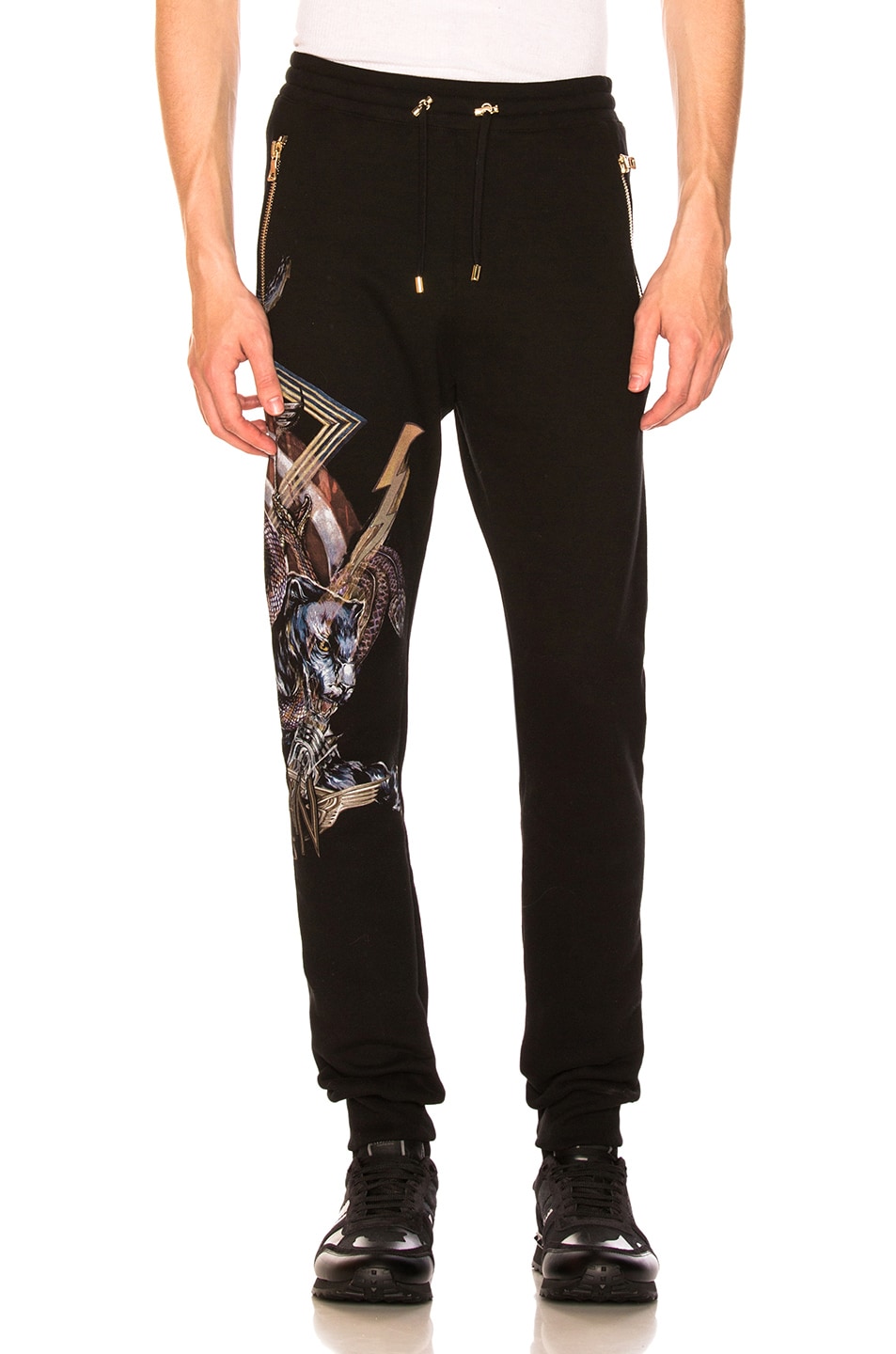 Image 1 of BALMAIN Panther Print Sweatpants in Black