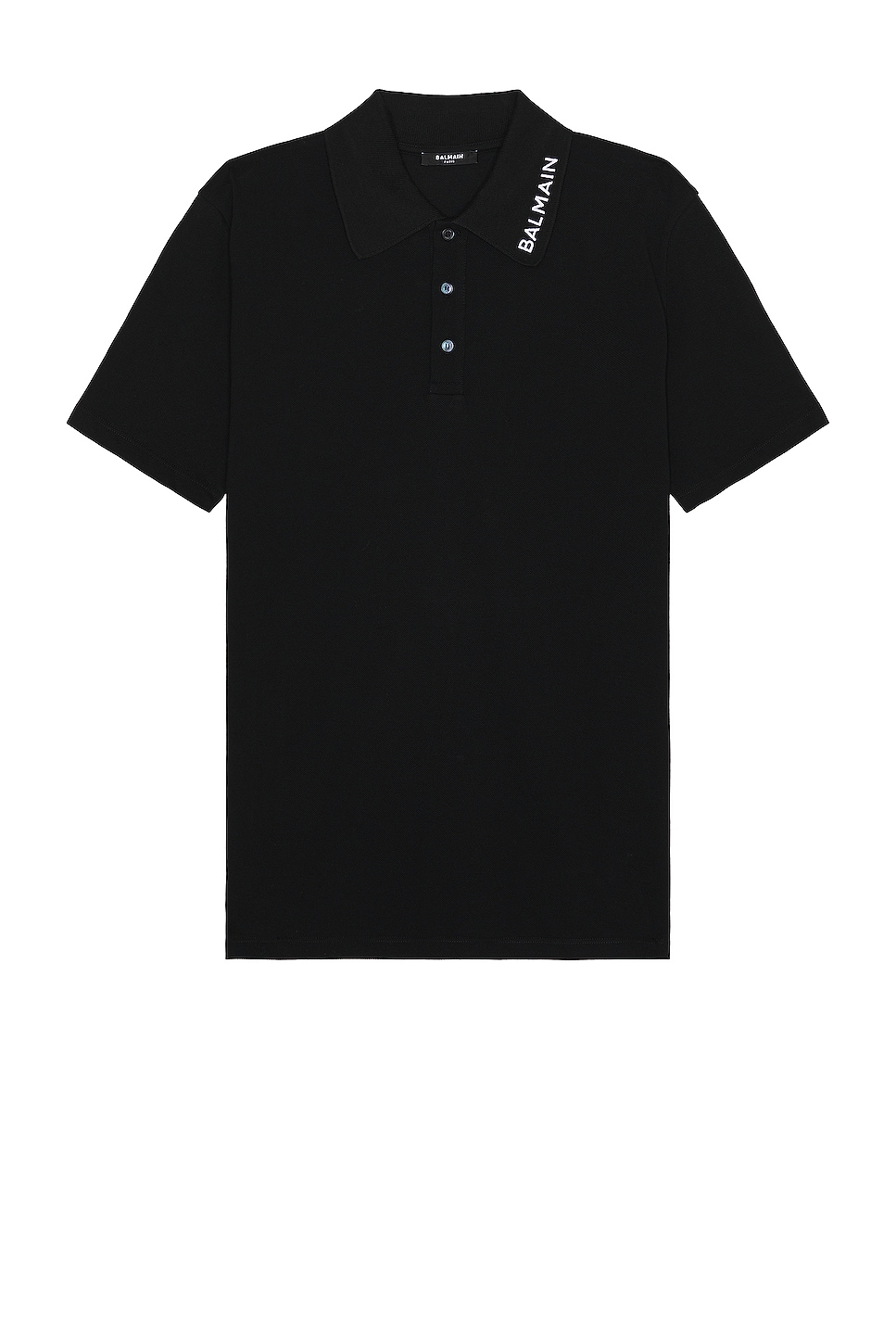 Image 1 of BALMAIN Stitch Collar Short Sleeve Polo in Black