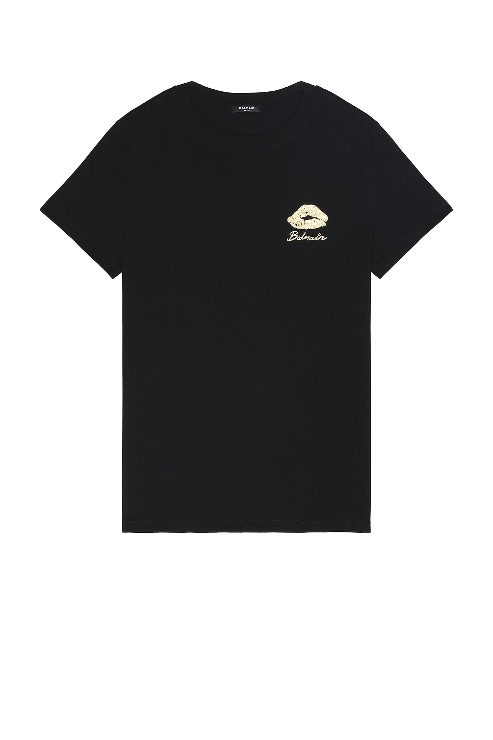 Image 1 of BALMAIN Gold Kiss Print Logo T-Shirt in Black