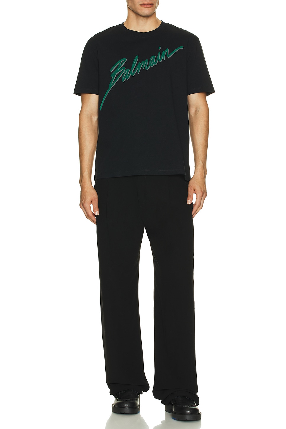 Image 1 of BALMAIN Letter Block T-Shirt in Noir & Emerald
