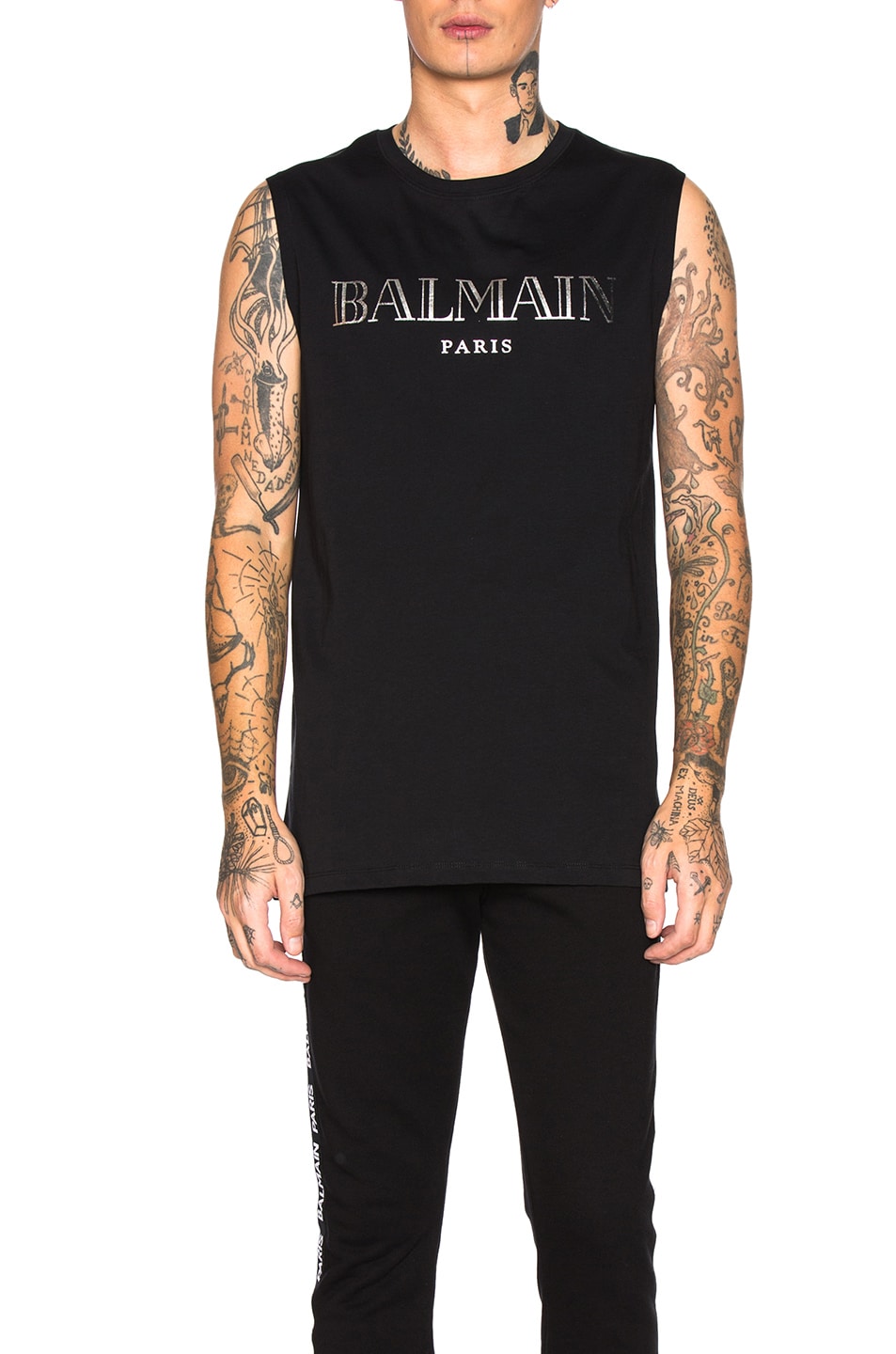 Image 1 of BALMAIN Balmain Paris Tank Top in Noir & Argent