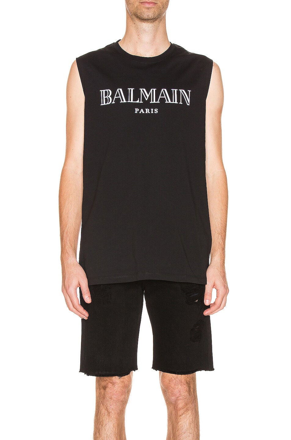 Image 1 of BALMAIN Oversized Logo Tank Top in Black
