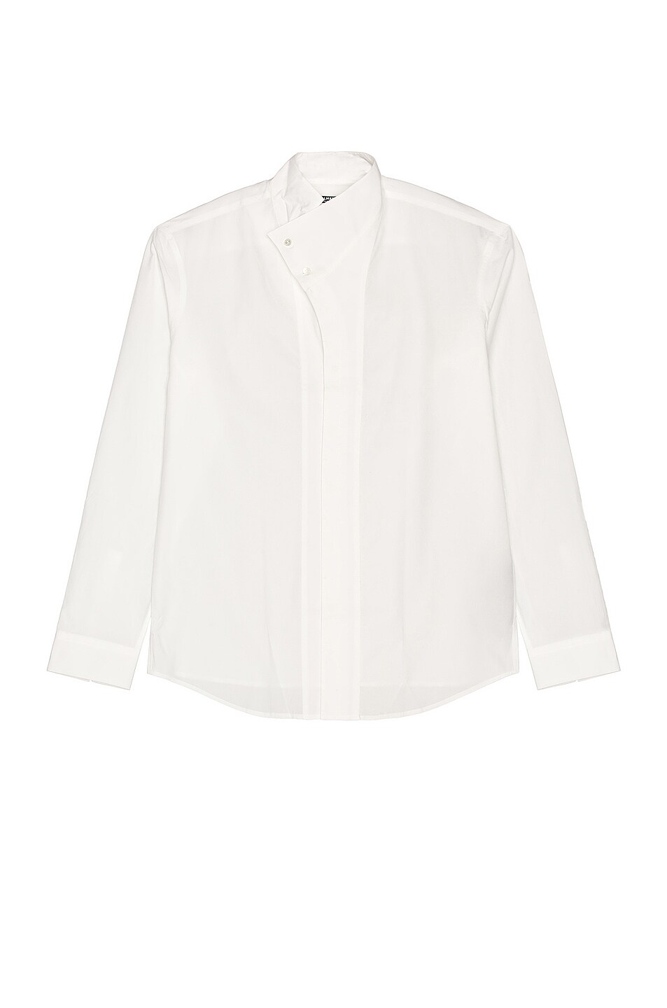 Image 1 of BALMAIN Asymmetric Collar Cotton Shirt in Blanc