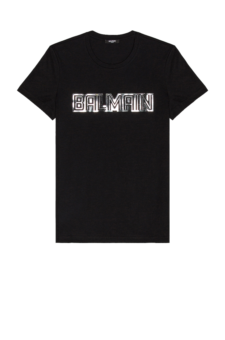 Image 1 of BALMAIN Metallic Embossed T-Shirt in Noir & Argent