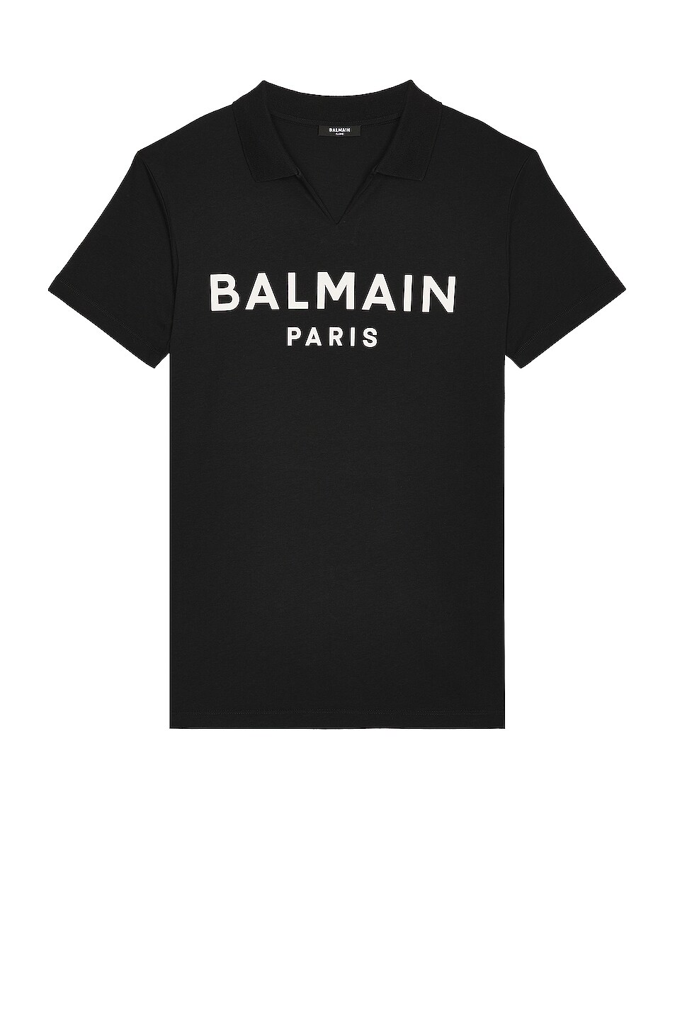 Image 1 of BALMAIN Balmain Printed Polo Collar T-shirt in Noir & Blanc