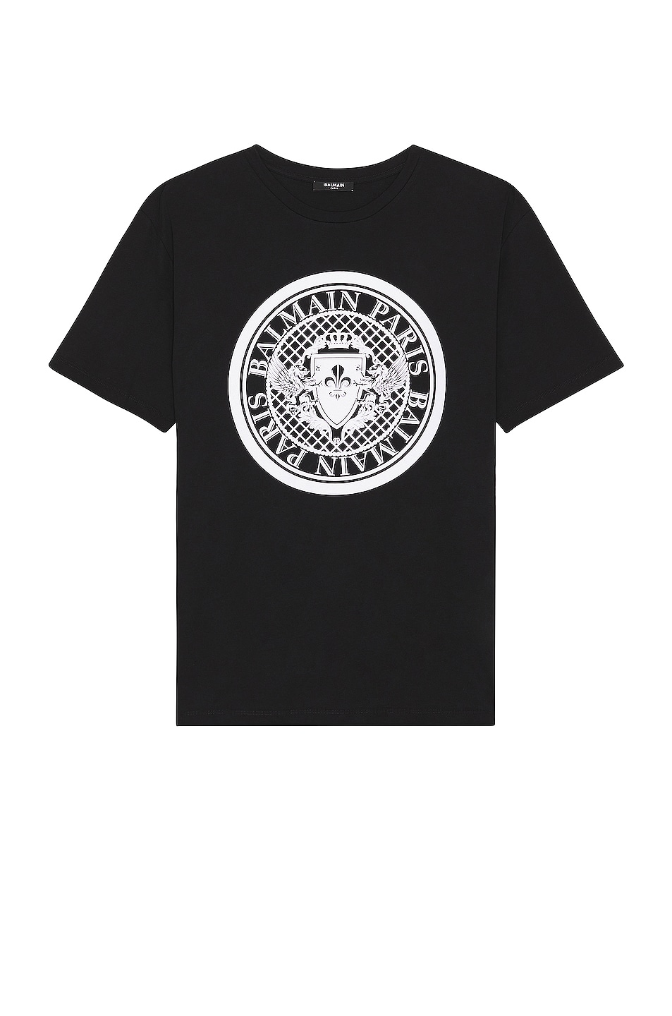Image 1 of BALMAIN Coin Flock T Shirt in Noir & Blanc